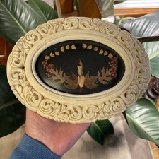 Vintage Victorian Pressed Leaves & Flowers Plaster Frame