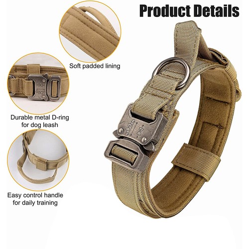 Heavy Duty Tactical Military Dog Training Collar Adjustable Metal Buckle M L XL - Picture 5 of 23