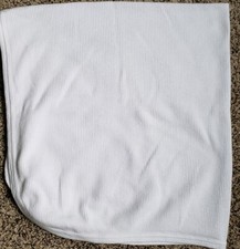 Vtg Standard Textile Baby Receiving Blanket Thermal Waffle Weave White Rounded