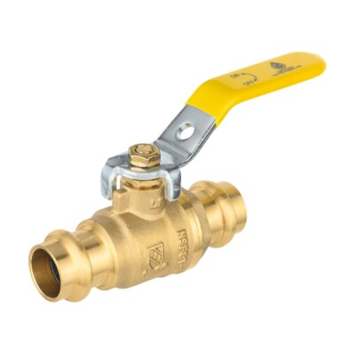EFIELD 1/2''× 1/2'' Press Ball Valve With EPDM O Ring Yellow Lever Brass Lead Free