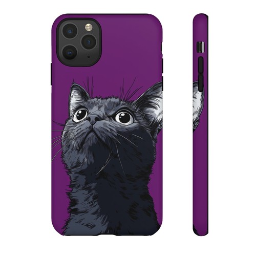For iPhone | Samsung Galaxy | Pixel Phone Case - Black Cat Purple - Picture 117 of 255