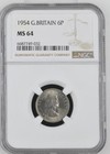 Great Britain 6 Pence 1954 NGC MS 64