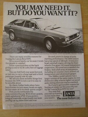 LANCIA THE MOST ITALIAN CAR BETA HIGH PERFORMANCE ESTATE 1977 ADVERT A4 FILE 44