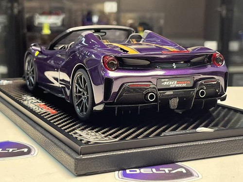 1/18 BBR Ferrari 488 Pista Spider In Viola Hong-Kong With Carbon Wheels - Picture 7 of 13