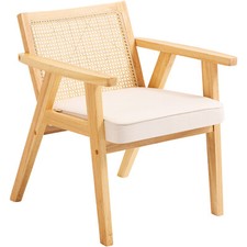 VEVOR Chaise en rotin extérieur chaise de salle à manger 1 PC accoudoirs coussin