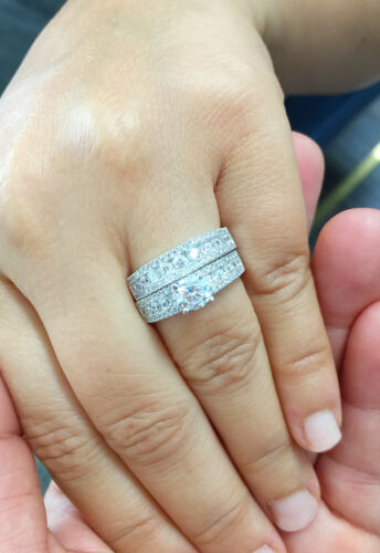 GIA-zertifiziert 14k massives Weißgold Rundschliff Diamant Verlobungsringe 2,00 ctw - Bild 5 von 11