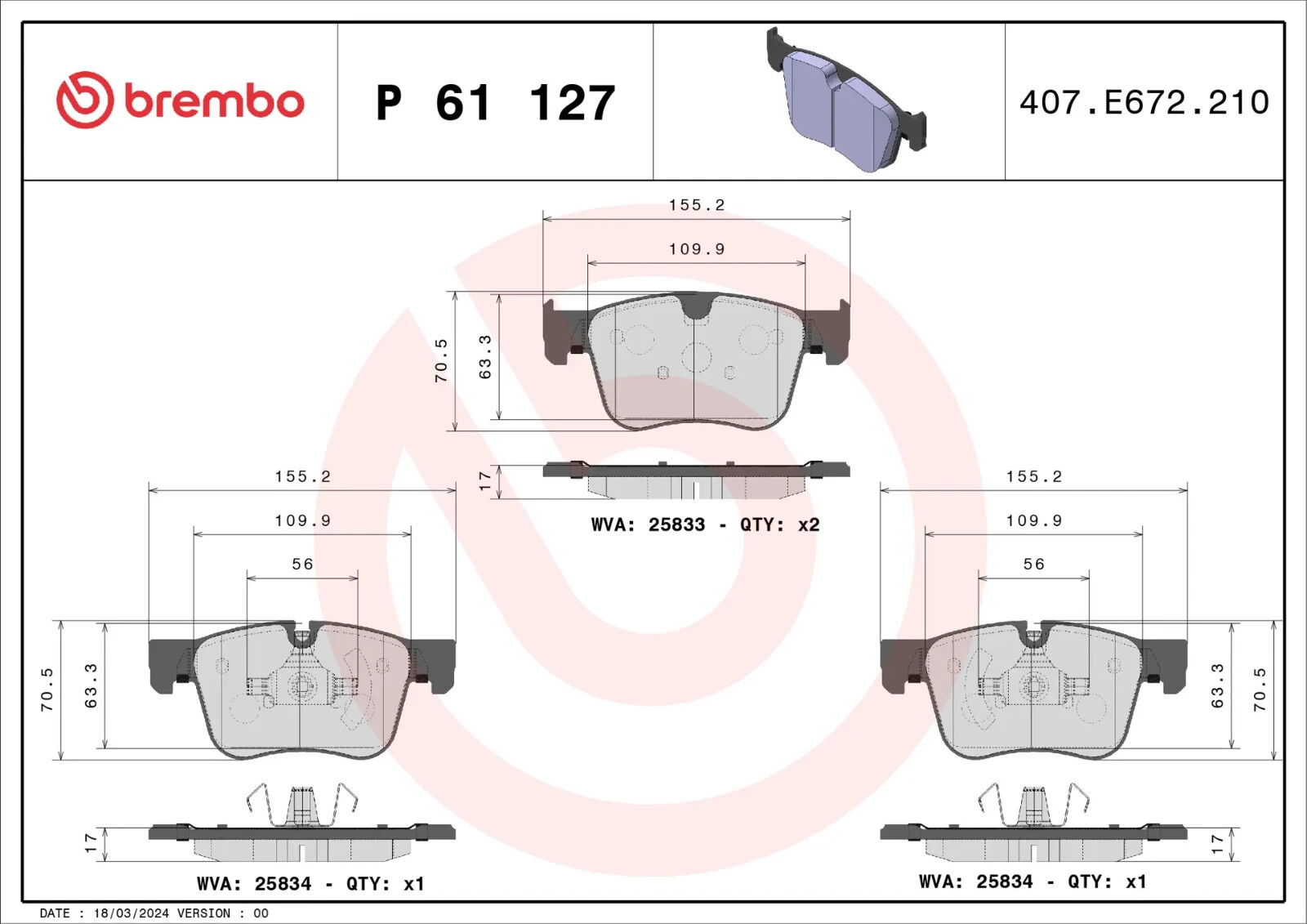 Plaquettes de frein avant Brembo P 61 127 pour les trajets urbains et les départs en vacances