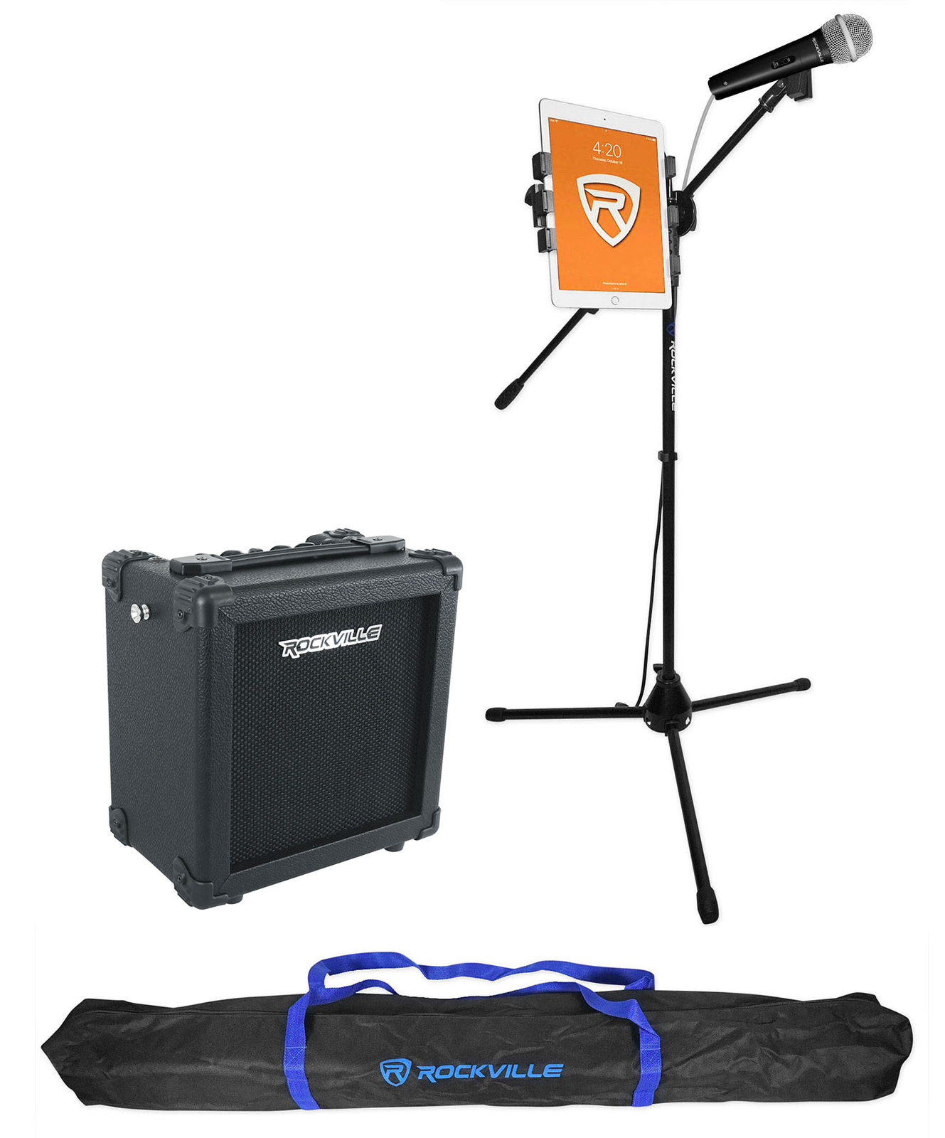 Аккумуляторный гитарный усилитель Rockville G-CHARGE 20 Black Микрофон Подставка Зажим для планшета 25190₽