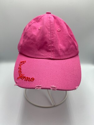 Buongiorno Good Morning Eataly Adjustable Strapback Hat Cap Pink Distressed