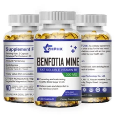 Benfotiamine 300mg 120 Veggie Capsules (Non-GMO, Vegan) Fat Soluble Vitamin B1