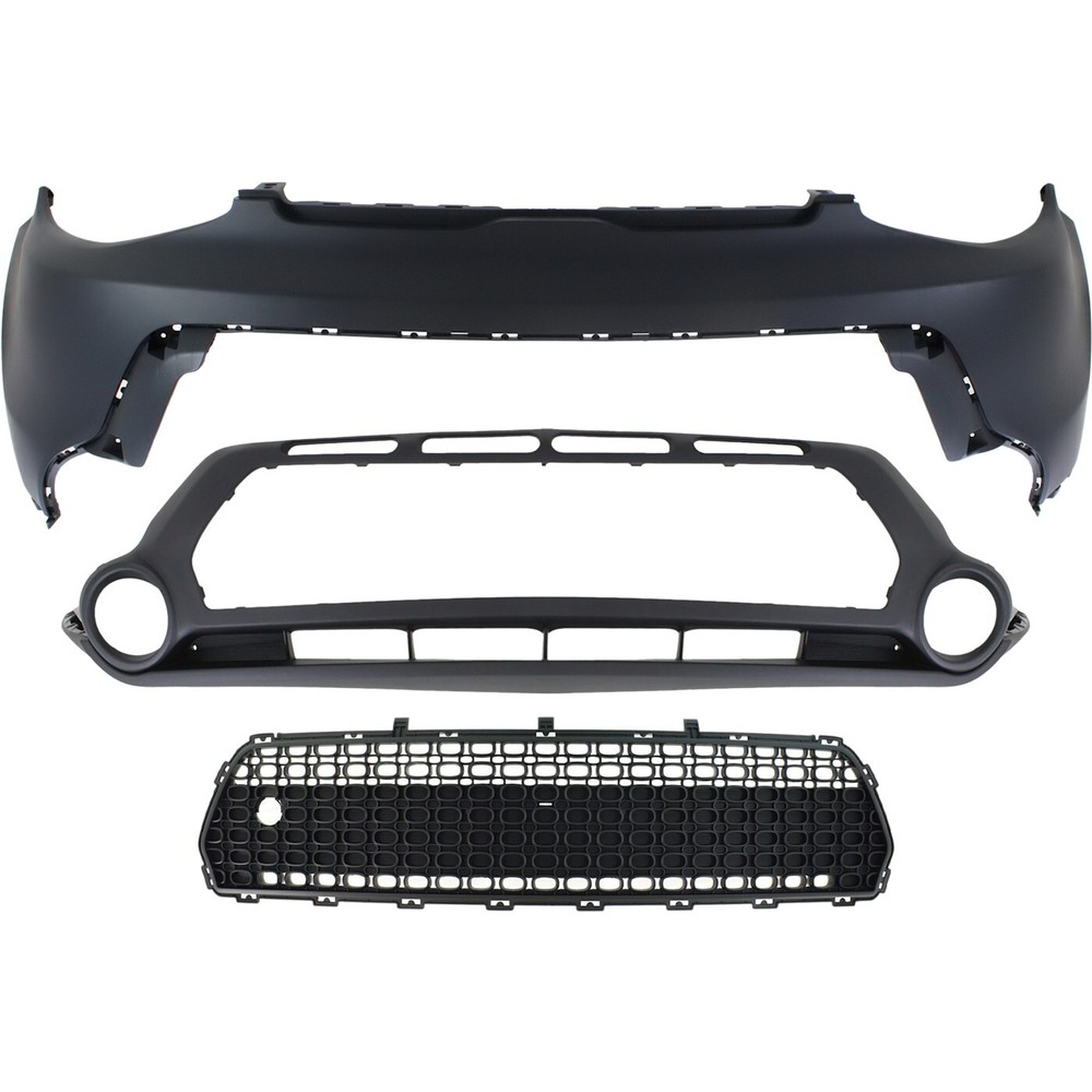 Bumper Cover Kit For 2014-2016 Kia Soul 3 Pcs Fascia Upper and Lower with Grille
