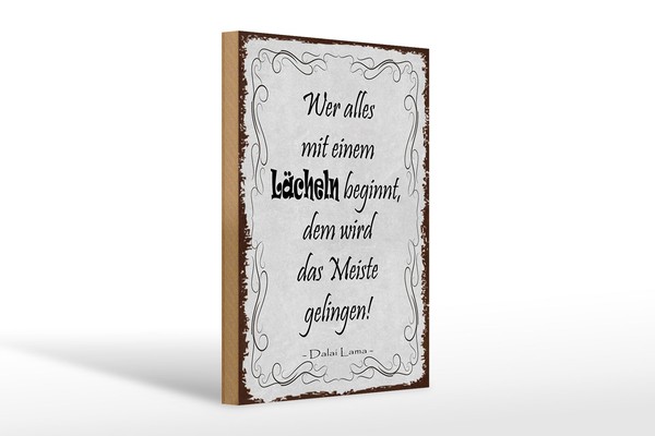 Holzschild Spruch 20X30 Cm Wer Alles Mit LäCheln Beginnt Deko Schild Wooden Sign-image