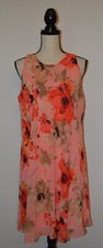 Lauren Ralph Lauren Dress Red/Coral Floral Sleeveless Shift Size 14 NWT