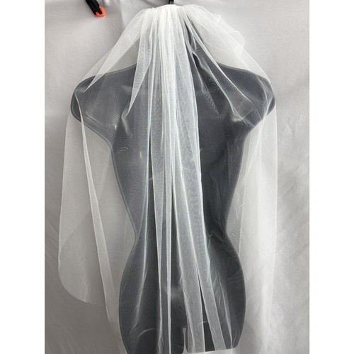Weißer Tüll Brautschleier mittellang Kamm edel Hochzeit Feier Braut
