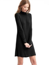 NWT Gap Cozy Modal A-Line Turtleneck Dress, Black SIZE XS          #523042 T0315