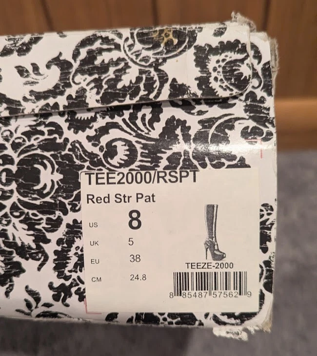 Botas PLEASER Bordello Talla 8 Teeze Tee-2000/RSPT Rojo Plataforma Hasta la Rodilla ¡NUEVAS! Foto 3 de 4