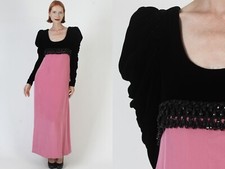 Oscar De La Renta Silk Maxi Dress Designer Black Velvet Red Carpet Gown  Size 12