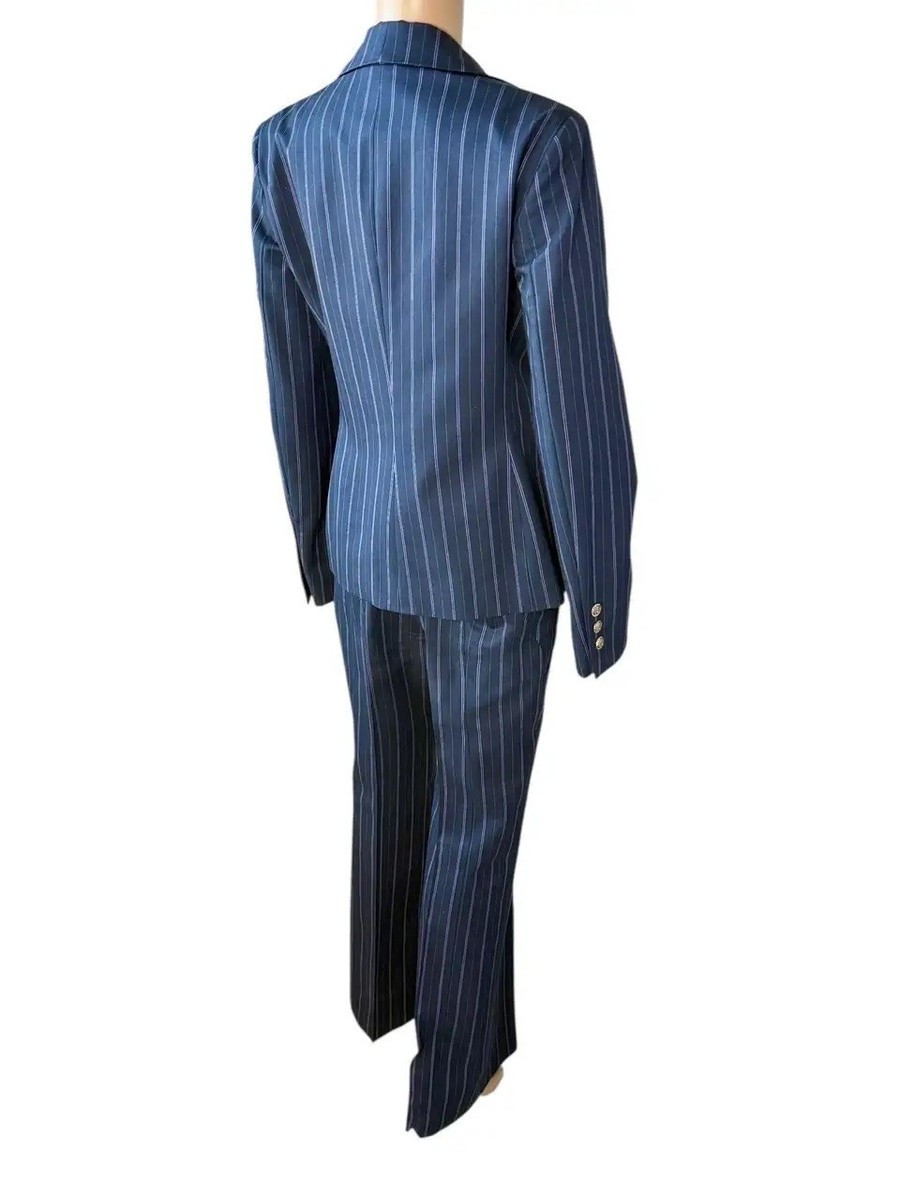 Versace F/W 2004 Runway Leather Striped Blazer & Pants Power Suit