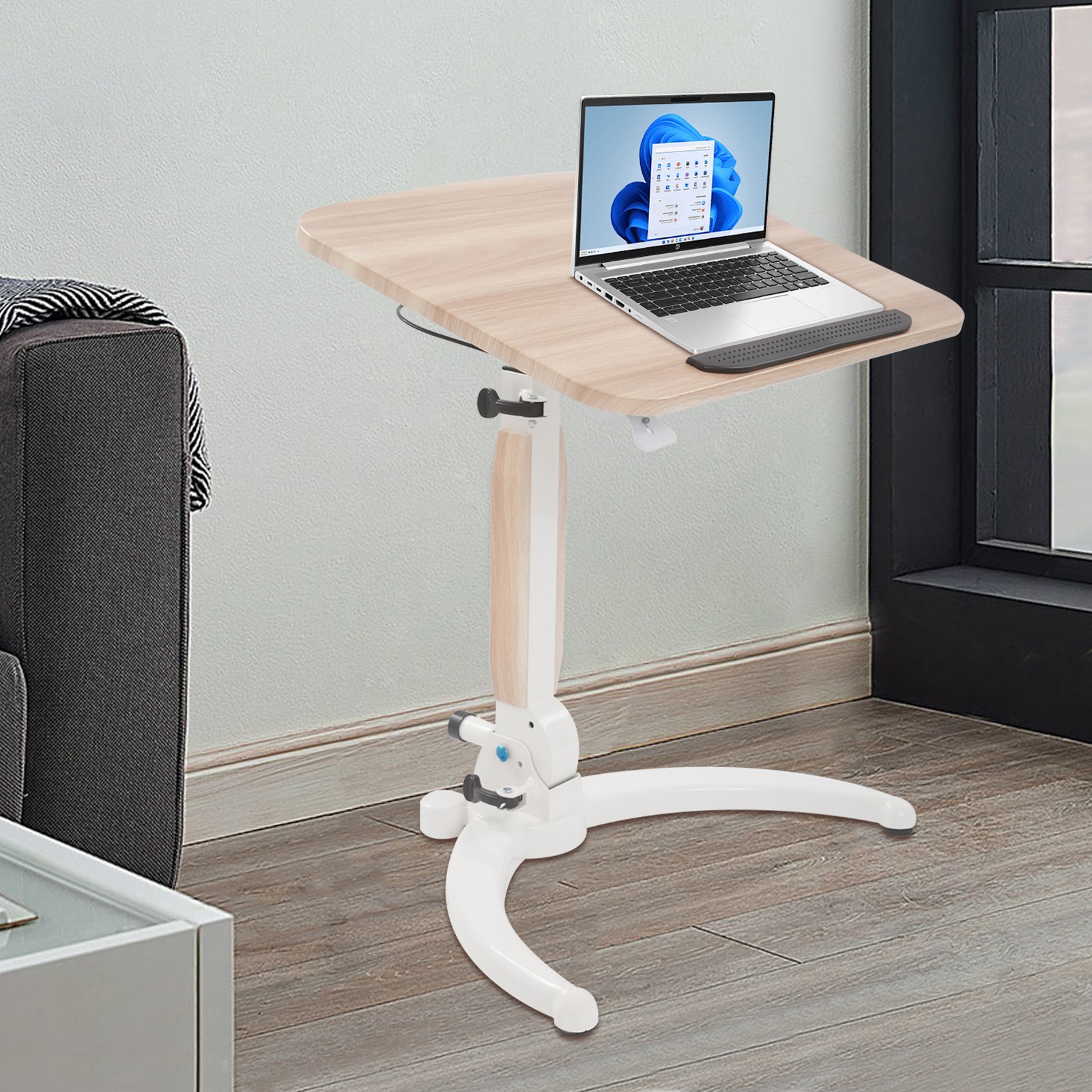75-110cm Height Adjustable Mobile Standing Desk Rolling Laptop Cart Office Table