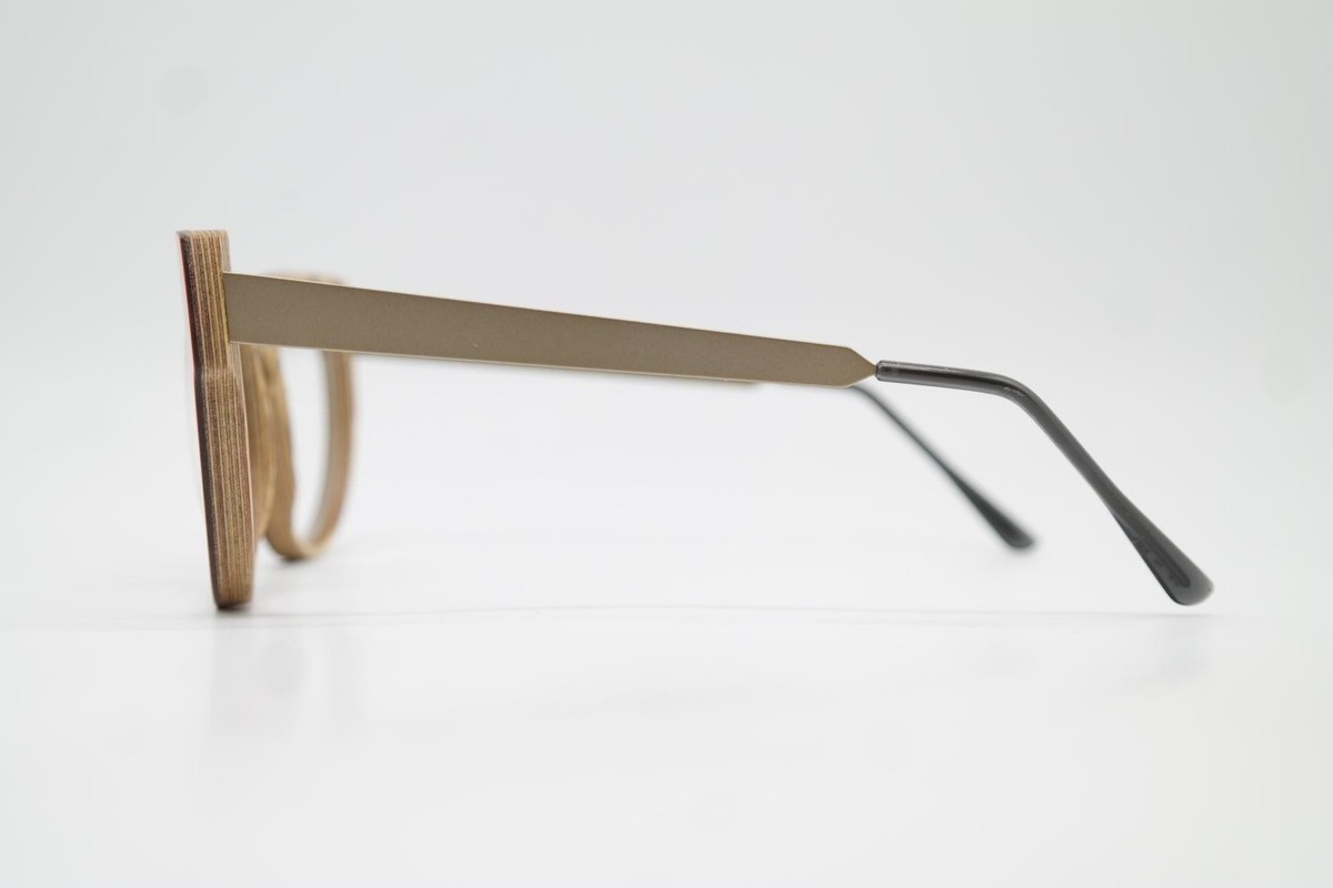 Lunettes NINA MÜR Madrid Rouge Brun Or - Monture Ovale Bois/métal, Neuve Sans étiquette