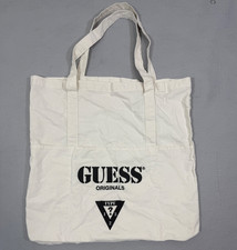 Guess Originals Logo Canvas Tote Bag Cream Black Shopper Roomy Pockets