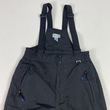 Slalom Snow Pants Mens Medium Black Insulated Ski Bib Suspenders Zip Hem Pockets