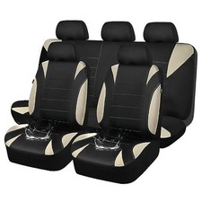 Waterproof Car Seat Covers Full Sets, Universal Fit Seat Beige Full Sets