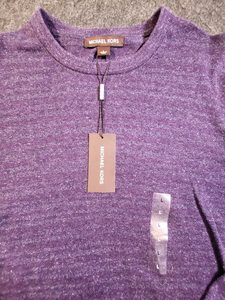 Suéter Pullover Michael Kors Para Hombres Clásico Tejido Figura Púrpura Grande Foto 2 de 4