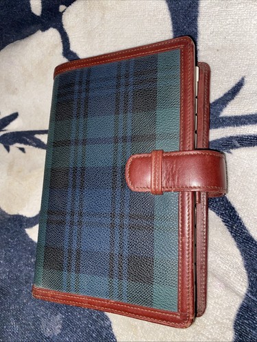 POLO RALPH LAUREN Reloj Negro Cuadros Agenda Planificador Cuero Organizador De Colección 1997