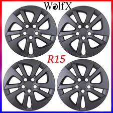 15" Black Matte Hubcap Set Of 4 Wheel Covers For 2016-2022 Toyota Prius
