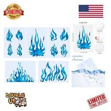 5 Sheets Flame Stencil Airbrush Flame Fire Stencil Fire Reusable Templates Pa...