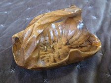 Hand Carved Wood Burl Root Decorative Wooden Basket Bowl With Handle