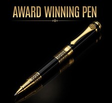 Luxury Executive Rollerball Pen Black  Gold Smooth Writing Gift
