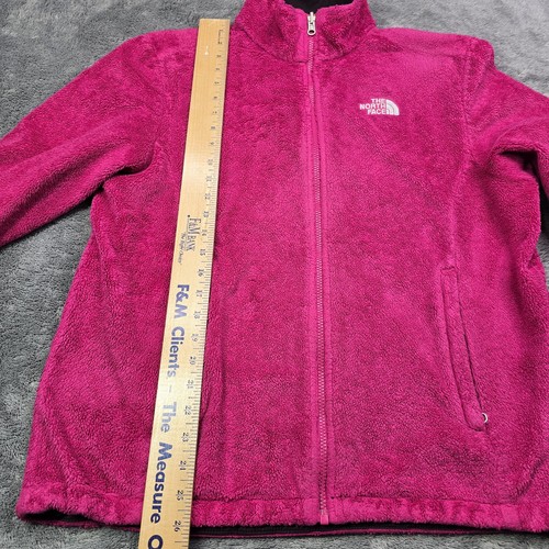 The North Face Women's Jacket Size XL Pink White Letters Spellout Fuzzy Zip - Picture 11 of 16