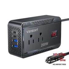200W Car Power Inverter DC 12V to 110V AC Converter with PD 30W 15W Fast
