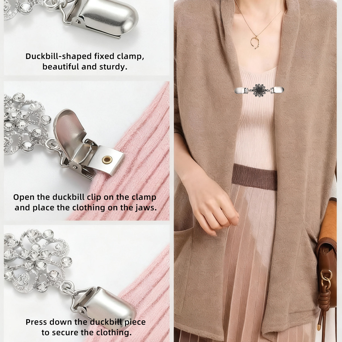 10pc Sweater Shawl Cardigan Collar Clips Dress Shirt Brooch Clips for Women Girl