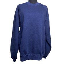 Vintage 80s 90s Jerzees Navy Crewneck Sweatshirt Blank USA XL 46
