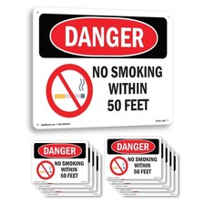 No Smoking Within 50 Feet OSHA Danger Sign Metal Plastic Or Decal - 5 or 10 Pack