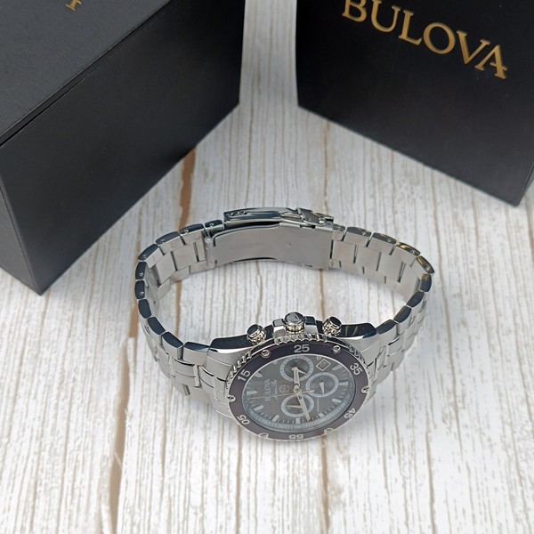 Reloj Bulova Marine Star 98B401 para hombre, negro/gris, cronógrafo de cuarzo, 41.5mm 5