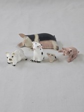 Vintage Ceramic Pig Figurine Set of 5 Farm Animal Collectibles Miniature Decor