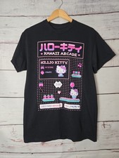 Hello Kitty Womens Tshirt Size M Black Kawaii Arcade Pixel Art Sanrio Unisex