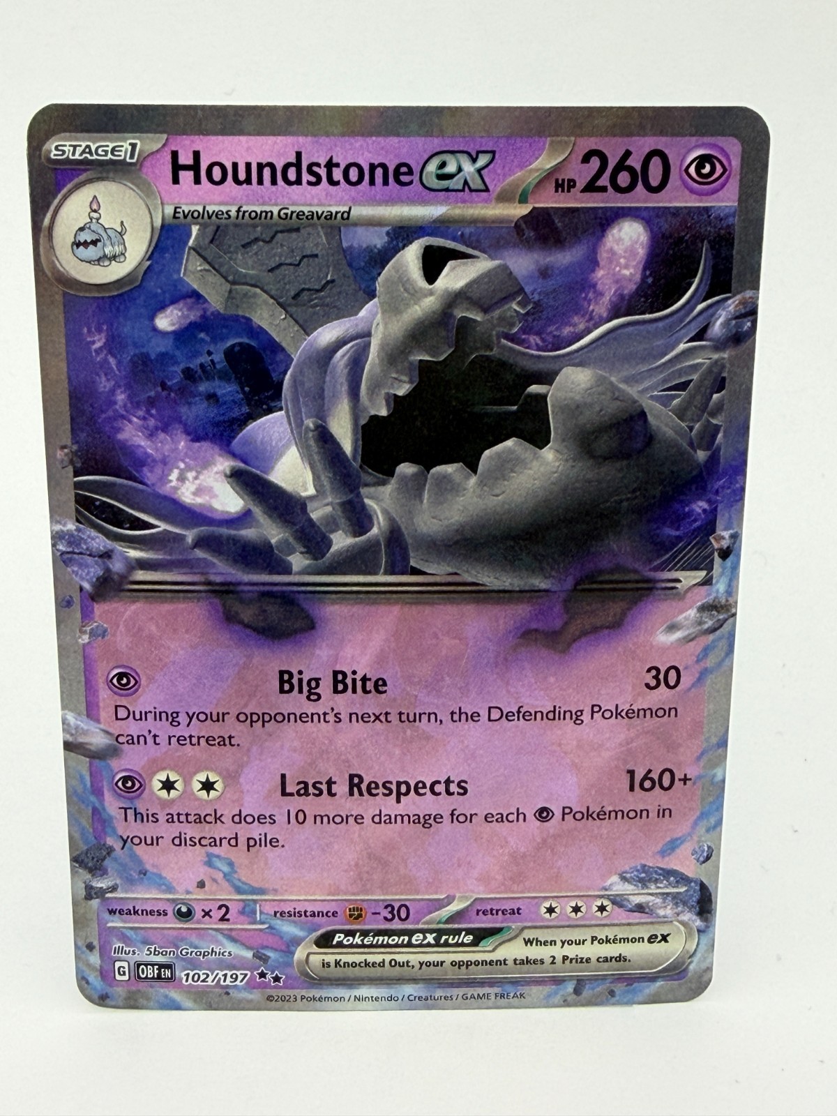 Pokemon Houndstone Ex 102/197 Obsidian Flames