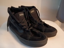 VANS Shoes Youth Size 4.5 Black Suede High Tops Zipper Skateboard Sneakers