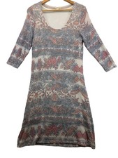 Nurture Midi Dress Sz L Sweater Autumn Fall Floral Stretch Made-USA Comfy Cozy