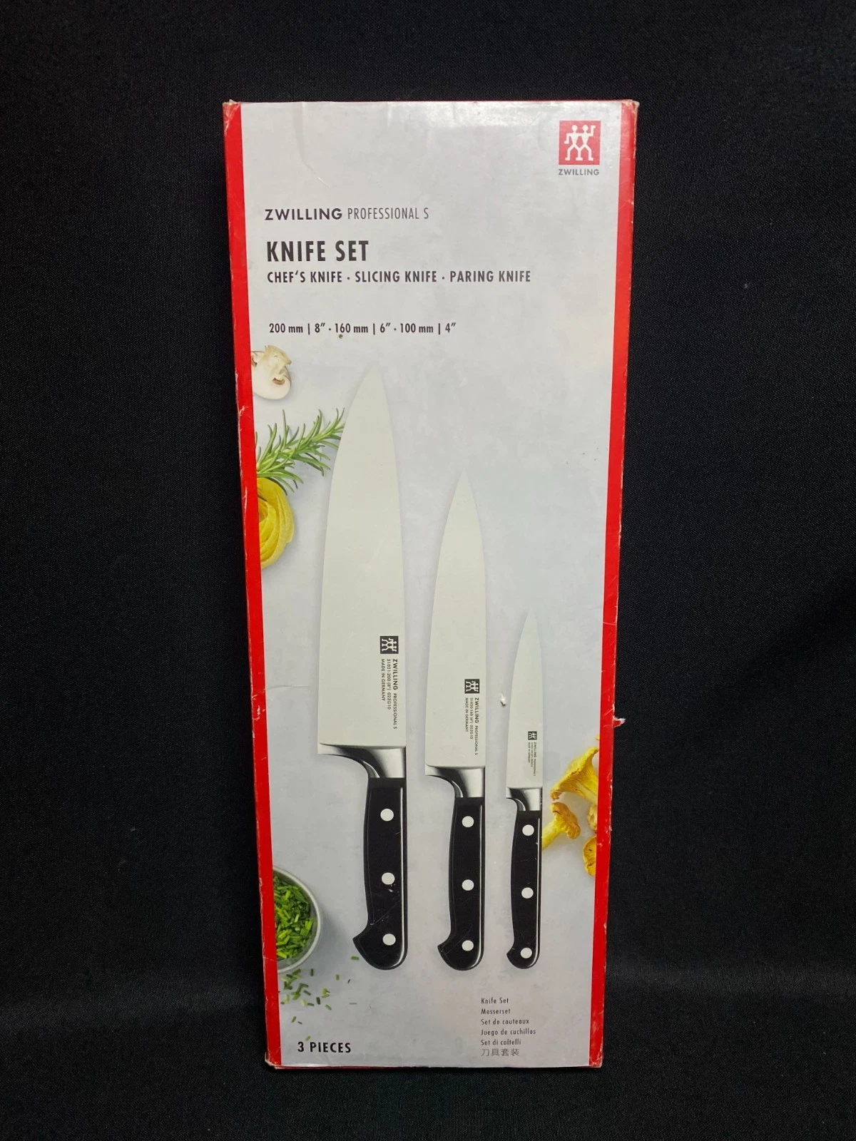 ZWILLING Professional "S" 3-pc Starter Knife Set - New Unused, Small Tear-
Opens in a new window or