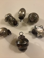6 Kugel Style mercury glass Christmas ornaments small Vintage d1