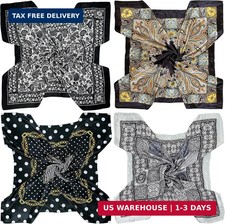4 Pc Set Large 35 x 35 inches Satin Square Scarves Neck Hair Head Scarf Bundle