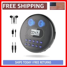 Compact Rechargeable CD Player for Car with Anti-Skip Technology  Headphones