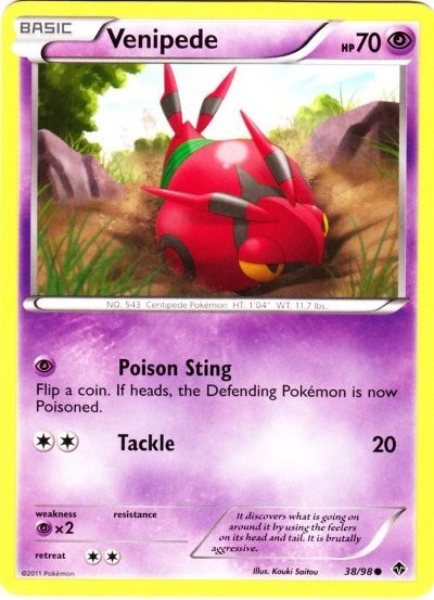 Venipede - 38/98 - Common (Mp) Emerging Powers - Psychic Pokémon