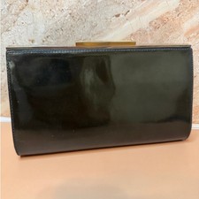 Vintage VTG Neiman Marcus Black Patent Leather Evening Clutch Bag Made in Italy